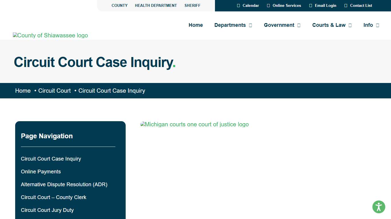 Circuit Court Case Inquiry – Shiawassee County