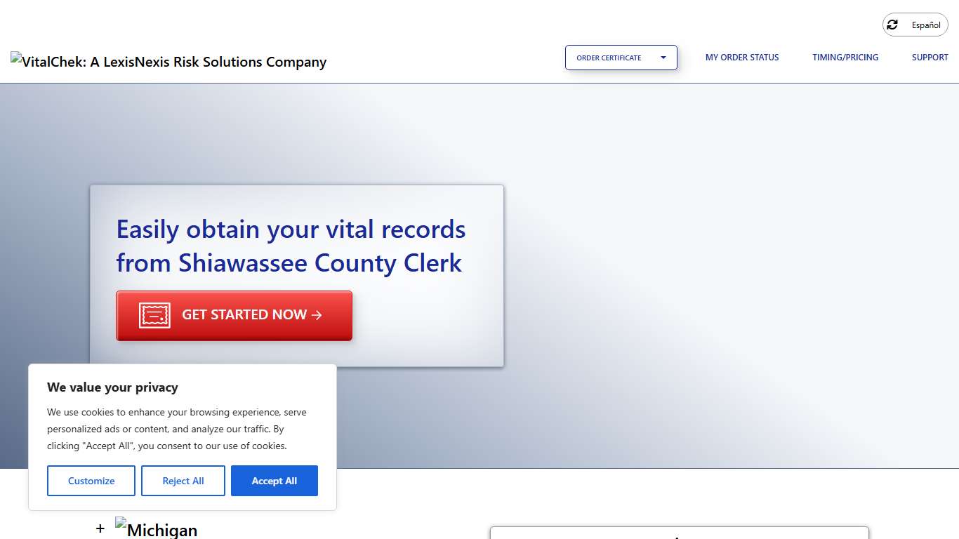 Shiawassee County Clerk (MI) Order Certificates - VitalChek